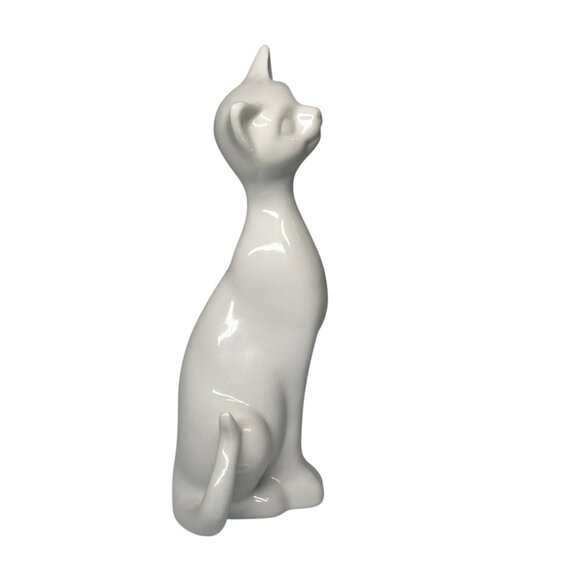 Vintage OMC Siamese Cat Figurine Japan Porcelain White Mid Century Modern 7 1/2" - Picture 15 of 15